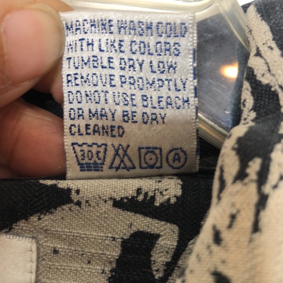 Bill Blass Mens 100% Silk Top Shirt Bamboo Wooden Buttons Short Sleeves L LARGE - Picture 4 of 10